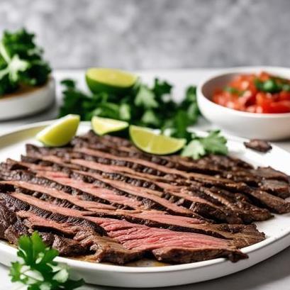 close up view of air fried carne asada