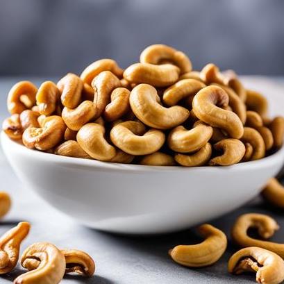 close up view of air fried cashews