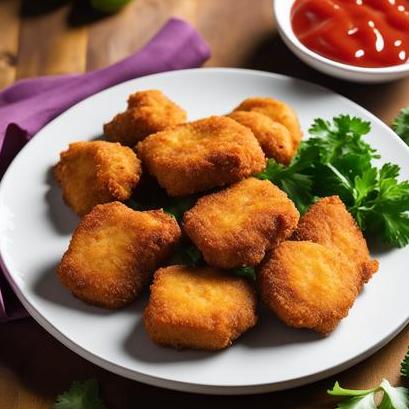 close up view of air fried catfish nuggets