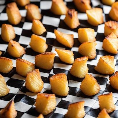 close up view of air fried checkers fries