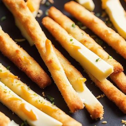 close up view of air fried cheese sticks