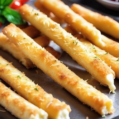 close up view of air fried cheese sticks