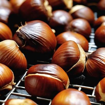 close up view of air fried chestnuts