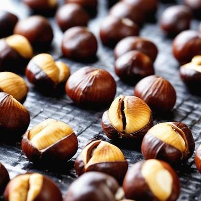 close up view of air fried chestnuts