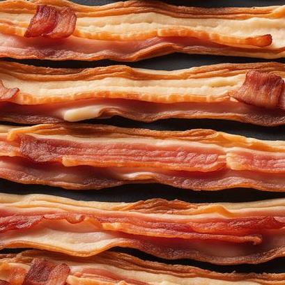 close up view of air fried chewy bacon