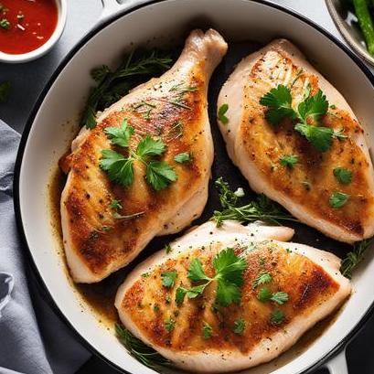 close up view of air fried chicken breast fillets