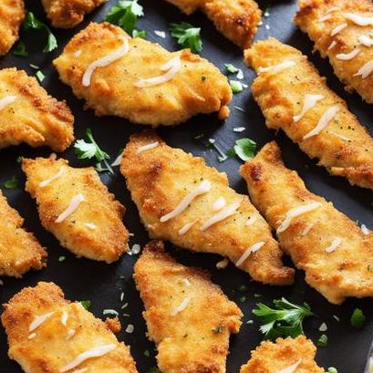 close up view of air fried chicken breast tenders