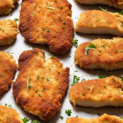 close up view of air fried chicken cutlets