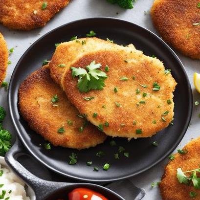 close up view of air fried chicken cutlets