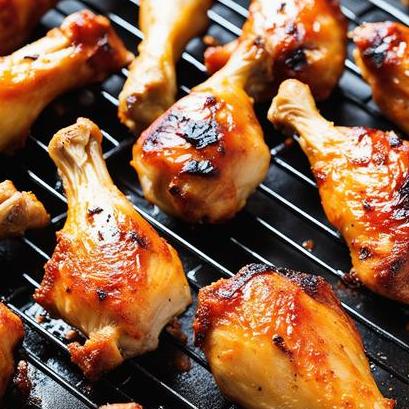 close up view of air fried chicken drumsticks