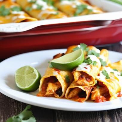 close up view of air fried chicken enchiladas