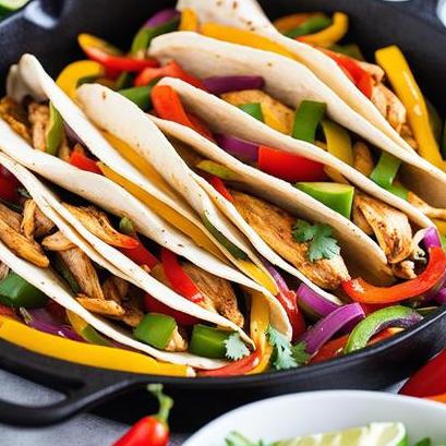 close up view of air fried chicken fajitas