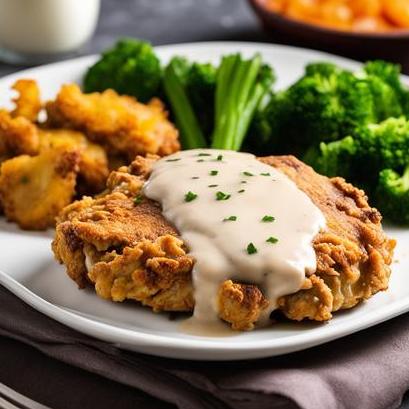 close up view of air fried chicken fried steak