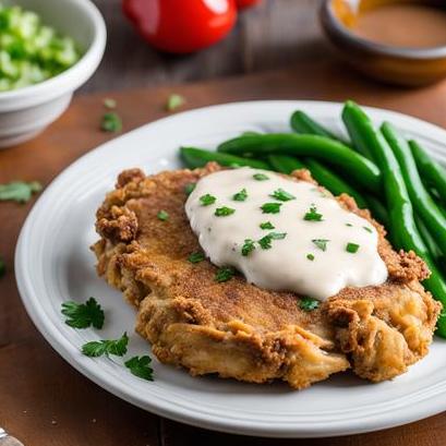 close up view of air fried chicken fried steak