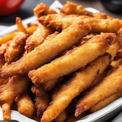 close up view of air fried chicken fries