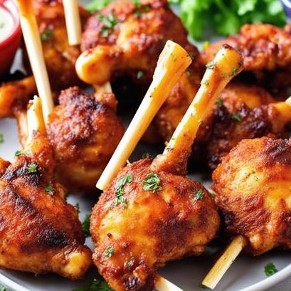 close up view of air fried chicken lollipops