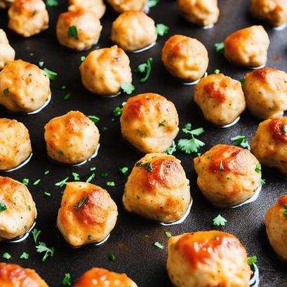 close up view of air fried chicken meatballs