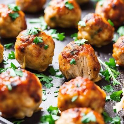 close up view of air fried chicken meatballs