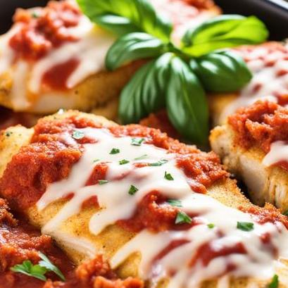 close up view of air fried chicken parmesan