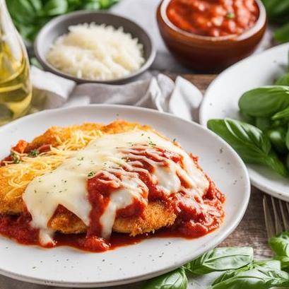 close up view of air fried chicken parmigiana