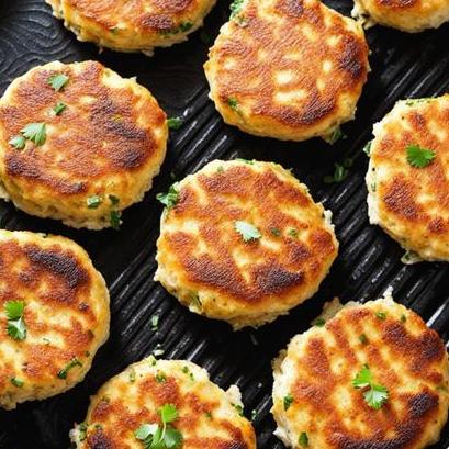 close up view of air fried chicken patties