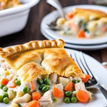 close up view of air fried chicken pot pie