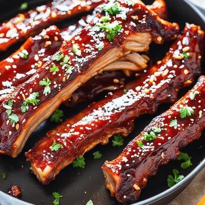 close up view of air fried chinese ribs