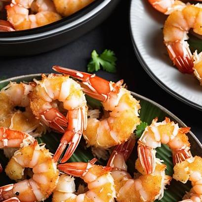 close up view of air fried coconut shrimp