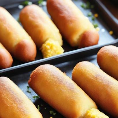 close up view of air fried corn dogs