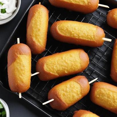 close up view of air fried corn dogs