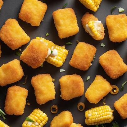 close up view of air fried corn nuggets