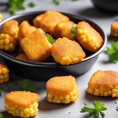 close up view of air fried corn nuggets