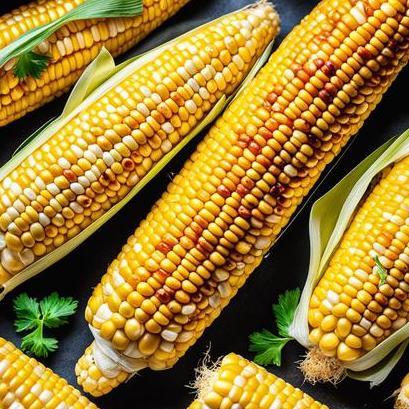 close up view of air fried corn on cob