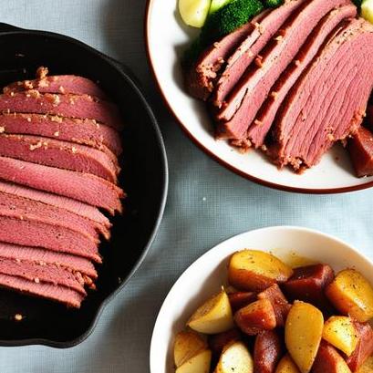 close up view of air fried corned beef