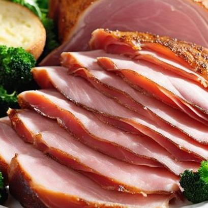 close up view of air fried country ham