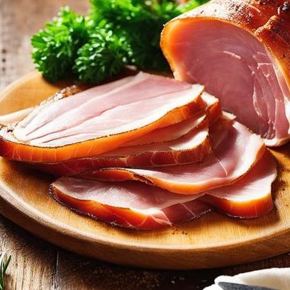 close up view of air fried country ham slices