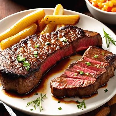 close up view of air fried cowboy steak