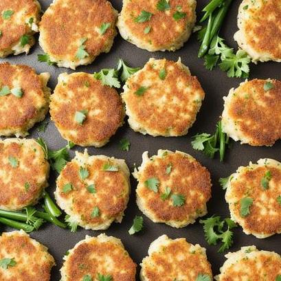 close up view of air fried crab cakes