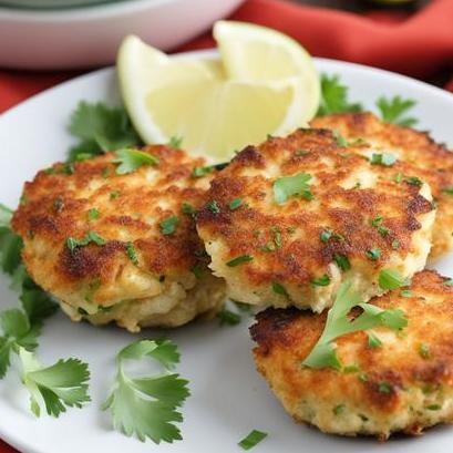 close up view of air fried crab cakes