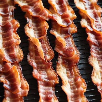 close up view of air fried crispy bacon