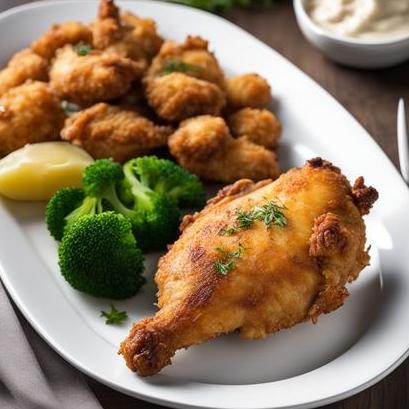 close up view of air fried crispy chicken