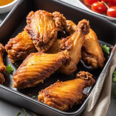 close up view of air fried crispy chicken wings