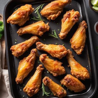 close up view of air fried crispy chicken wings