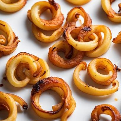 close up view of air fried curly fries