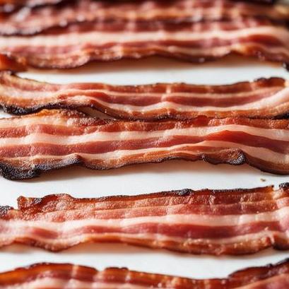 close up view of air fried cut bacon