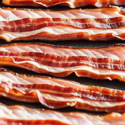 close up view of air fried cut bacon