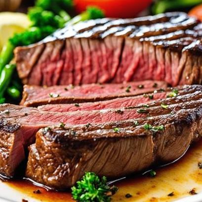 close up view of air fried cut steak