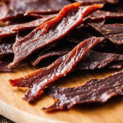 close up view of air fried deer jerky