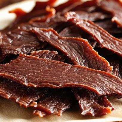 close up view of air fried deer jerky