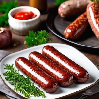 close up view of air fried deer sausage